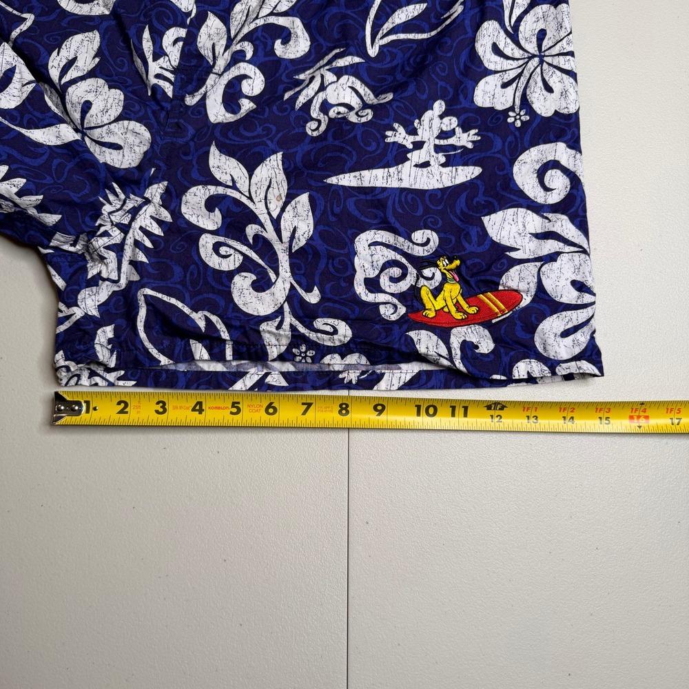 Walt Disney World Pluto Surfing Hibiscus Mens XL Swim Trunks Blue Cotton - Picture 8 of 10
